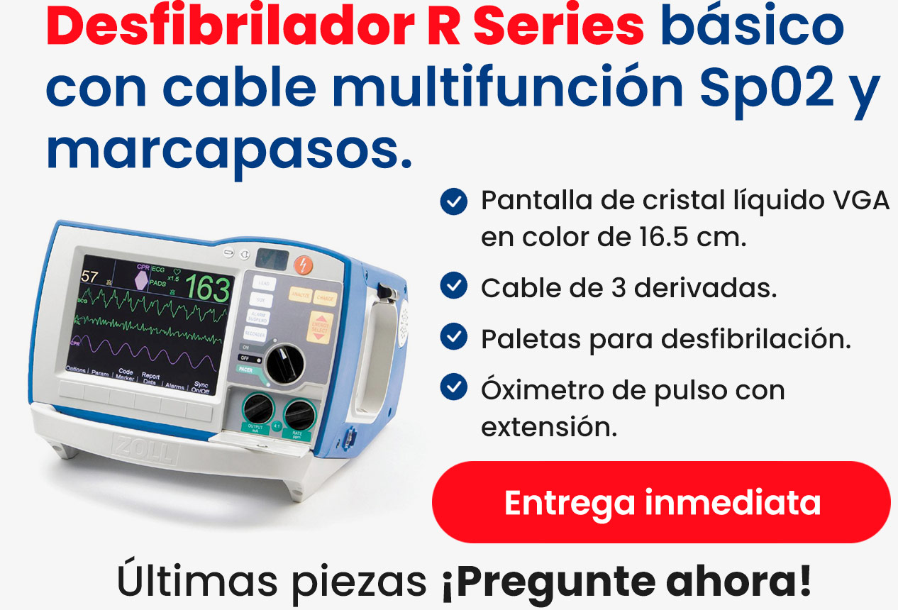 Desfi Depot, Desfibrilador R Series básico con cable, multifunción Sp02 y marcapasos